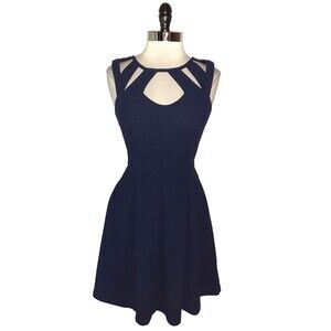 BETSEY JOHNSON Size 10 A-Line Dress Navy Blue Sleeveless Pockets